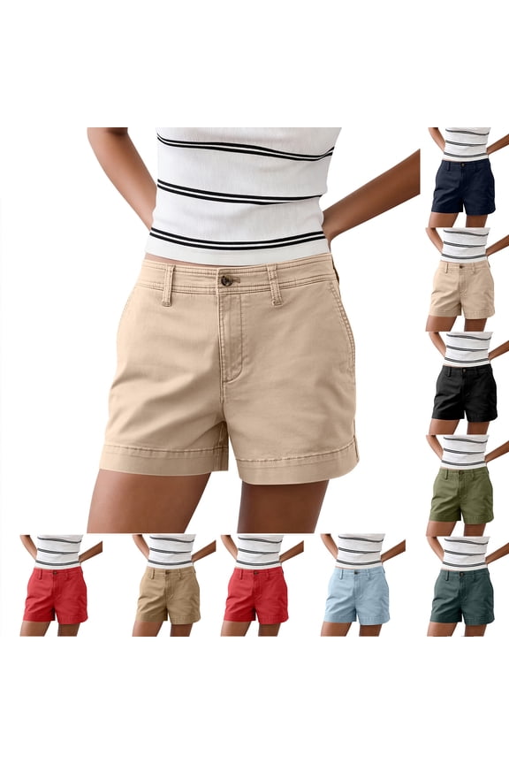 Women's 5-Inch Inseam Elastic Waist Linen Blend Summer Shorts