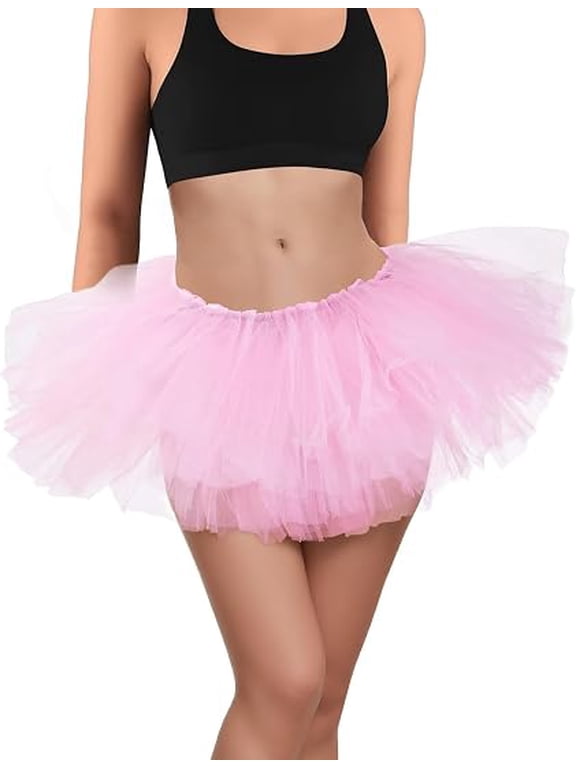Women's 5-Layer Tulle Tutu Skirt, Elastic Waist Lightweight Ballet Dance Costume for Halloween and Parties, One Size