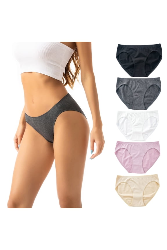 Women's 5-Pack Bikini Cotton Briefs Breathable Cotton Underwear Bikini Panties for Women Pregnancy Underwear for Women Multicolor XL
