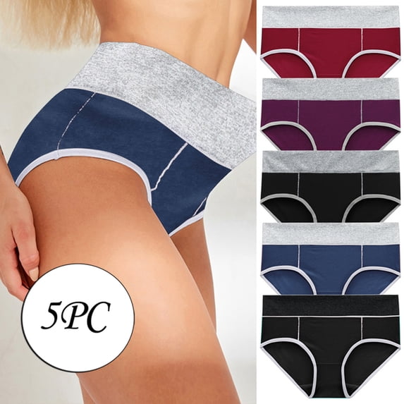 Women's 5 Pack Cotton Brief Underwear, Tag Free & Breathable, Available in Plus Size, Womens Solid Color Bikini Brief Underwear