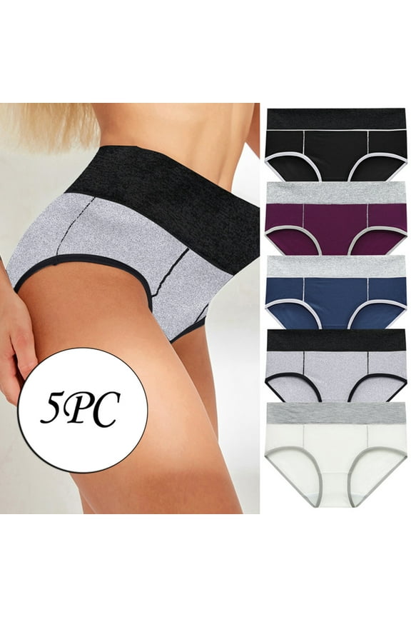 Women's 5 Pack Cotton Brief Underwear, Tag Free & Breathable, Available in Plus Size, Womens Solid Color Bikini Brief Underwear
