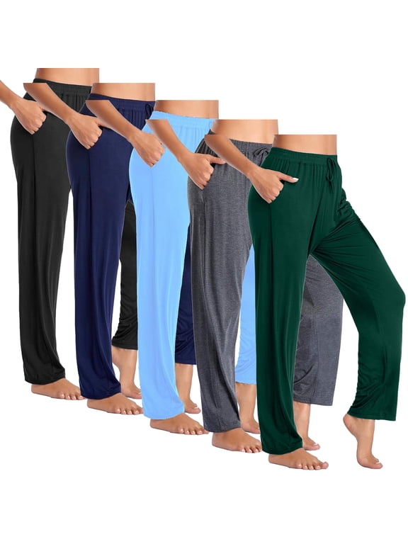 Women's 5-Pack Loose Fit Classic Lounge Pants (Sizes, S-3XL)