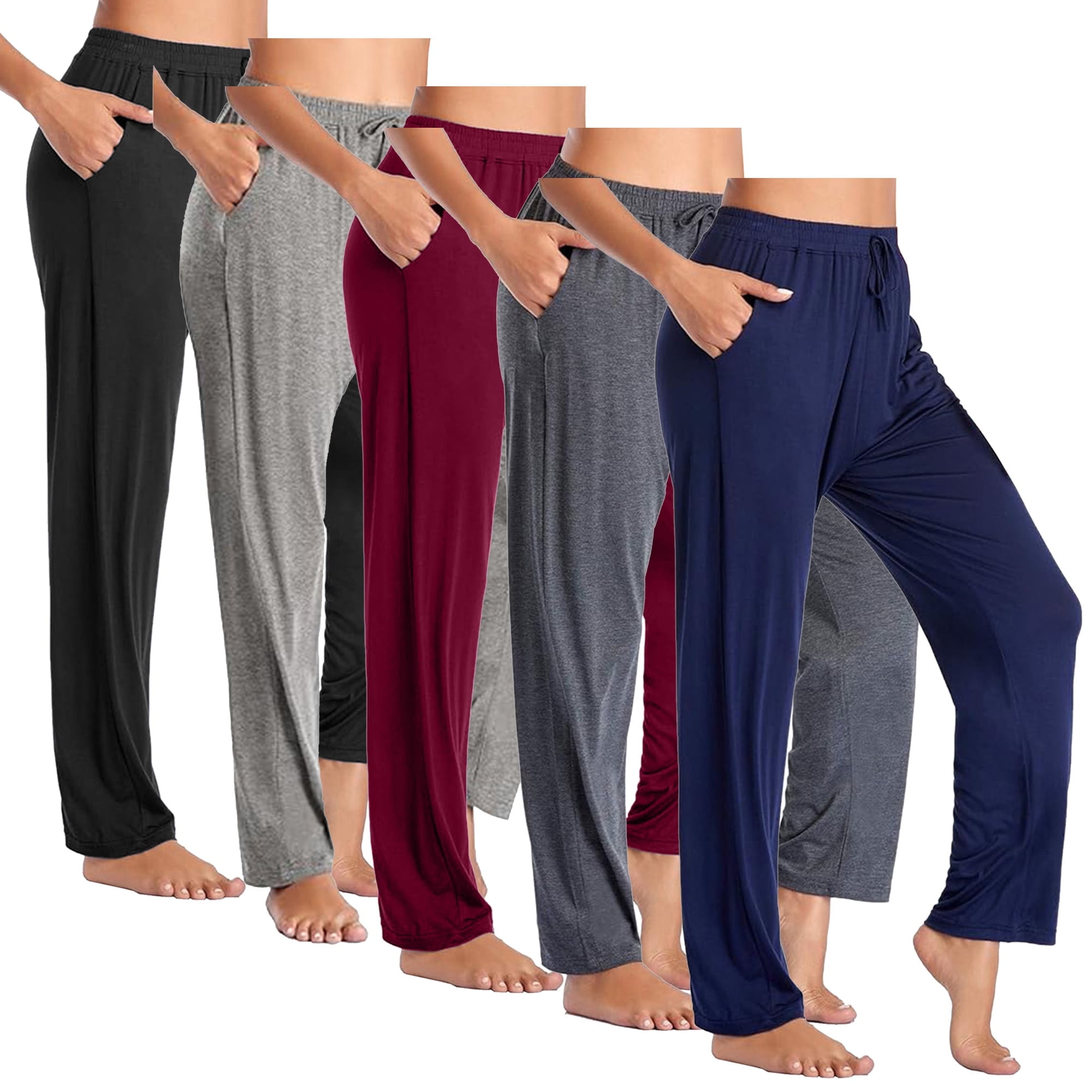The Coupon deal of  Women's Comfortable 5-Pack Cotton Blend Classic Lounge Pants, Loose Fit, Sizes S-3XL
