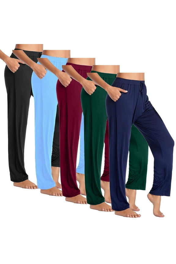 Women's 5-Pack Loose Fit Classic Lounge Pants (Sizes, S-3XL)