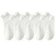 thumbnail image 1 of Women's 5-Pack Ribbed Ankle Socks with Ruffle Lettuce Trim Soft Stretch Cotton Cute Everyday Style, 5 PK-White, 1 of 6