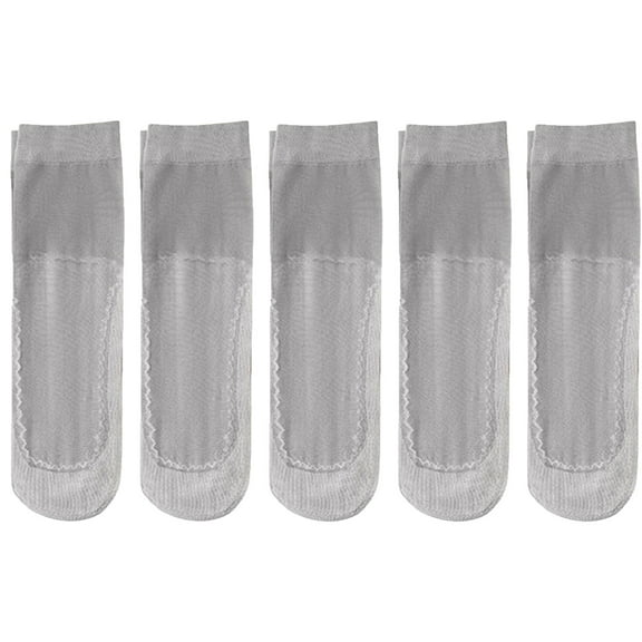 Women's 5-Pack Sheer No Show Liner Socks with Non-Slip Heel Grip Lightweight Invisible Design - Gray