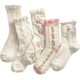thumbnail image 1 of Women's 5 Pairs Bow Lace Ruffle Ankle Socks, 1 of 5