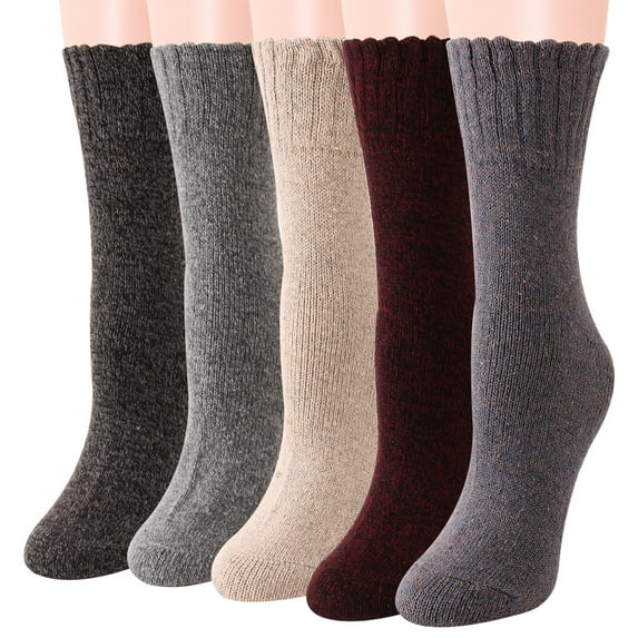 Women's 5 Pairs Thick Wool Blend Socks Boot Socks Size 8-11