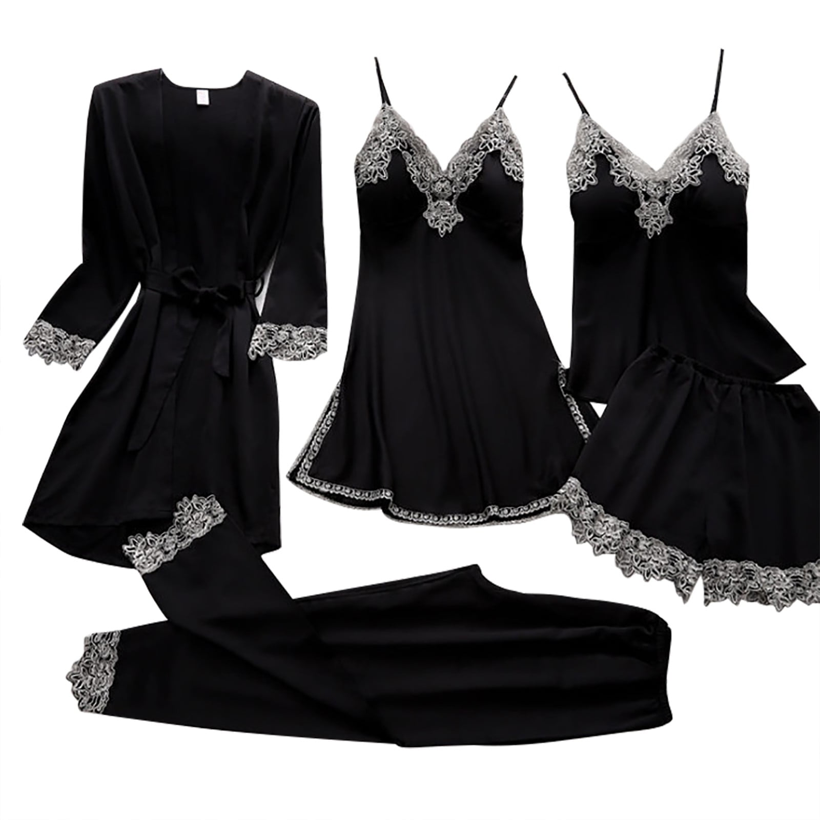 5 piece silk pajama set sale