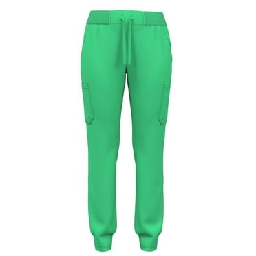 Women's 5-Pocket Stretch Yoga Jogger Scrub Pants with Rib Waist - Comfortable Fit, Stylish, 13 Colors, Sizes XS to 2XL