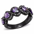thumbnail image 1 of Women's 5 Purple Oval CZs set in Black IP Stainless Steel Wedding Band Ring - Size 10, 1 of 4