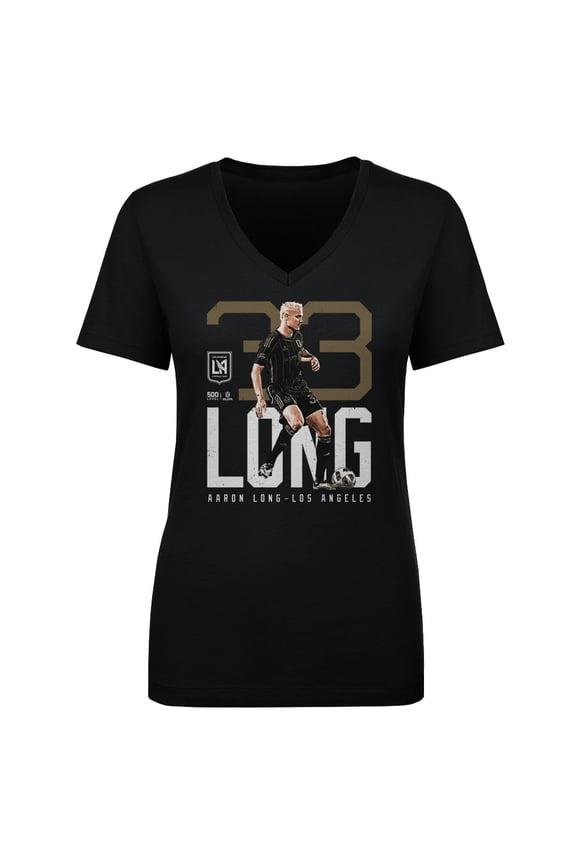 Women's 500 Level Aaron Long Black LAFC Bold V-Neck T-Shirt