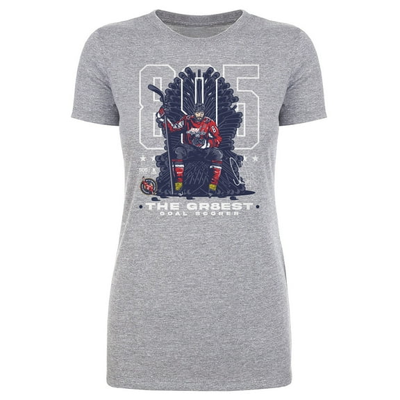 Women's 500 Level Alexander Ovechkin Heather Gray Washington Capitals NHL All-Time Leading Goal Scorer Throne T-Shirt
