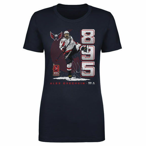 Women's 500 Level Alexander Ovechkin Navy Washington Capitals NHL All-Time Leading Goal Scorer Vertical T-Shirt