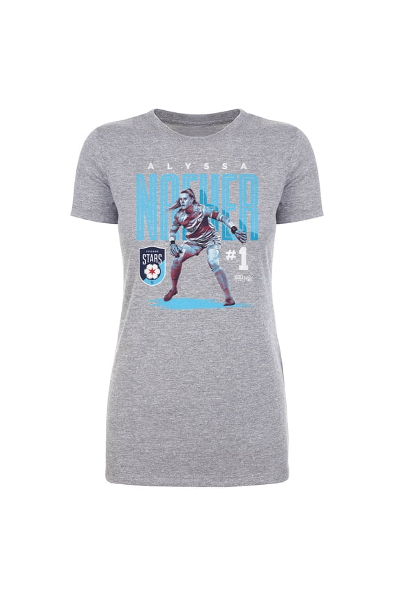 Women's 500 Level Alyssa Naeher Heather Gray Chicago Stars FC Player Bitmap Graphic T-Shirt