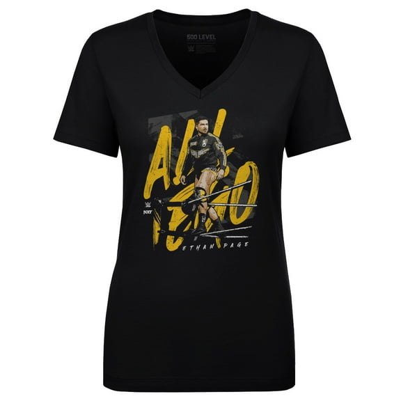 Women's-500 Level Black Ethan Page All Ego V-Neck T-Shirt