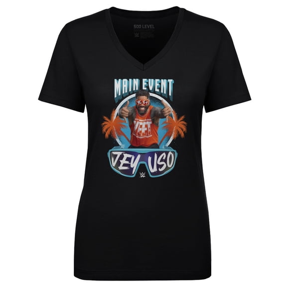 Women's 500 Level Black Jey Uso Main Event Palms V-Neck T-Shirt