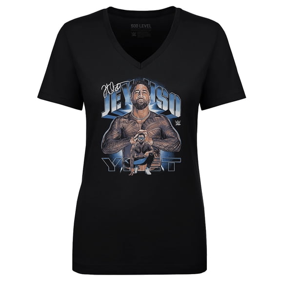 Women's 500 Level Black Jey Uso Vintage Superstar V-Neck T-Shirt
