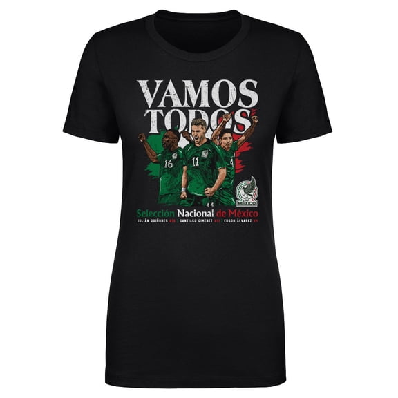 Women's 500 Level Black Mexico National Team Vamos Todos Juli-n Qui-ones, Santiago Gim-nez & Edson -lvarez T-Shirt