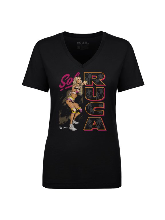 Women's 500 Level Black Sol Ruca Vertical Name V-Neck T-Shirt