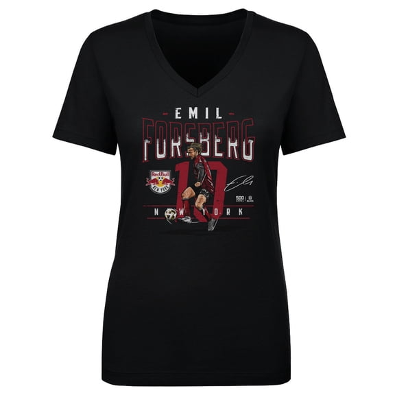 Women's 500 Level Emil Forsberg Black New York Red Bulls Feature V-Neck T-Shirt