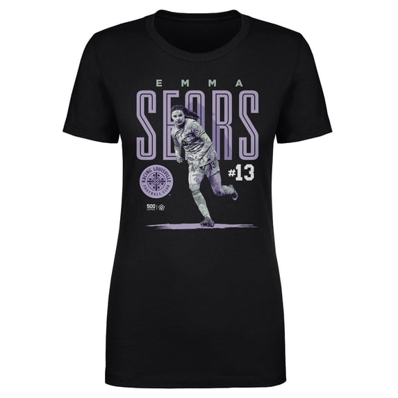 Women's 500 Level Emma Sears Black Racing Louisville FC Player Bitmap Graphic T-Shirt