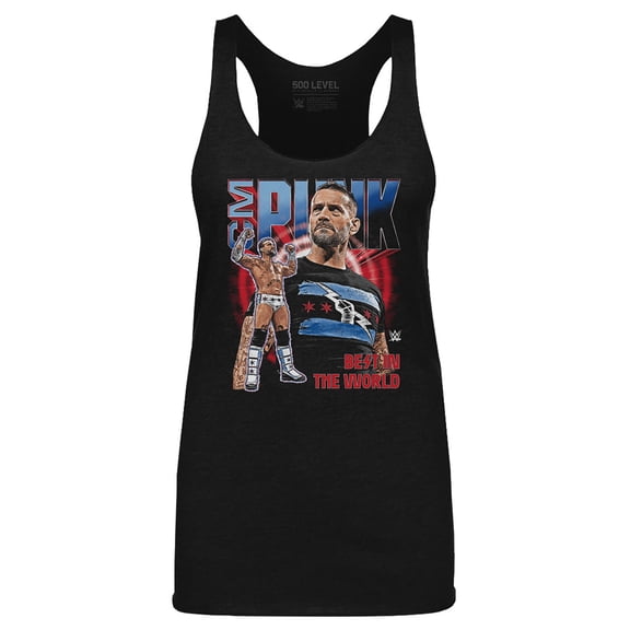 Women's 500 Level Heather Black CM Punk Vintage Superstar Tri-Blend Tank Top