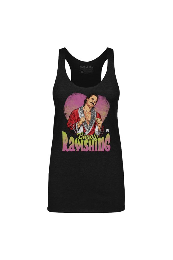 Women's 500 Level Heather Black Rick Rude Simply Ravishing Heart Tri-Blend Tank Top