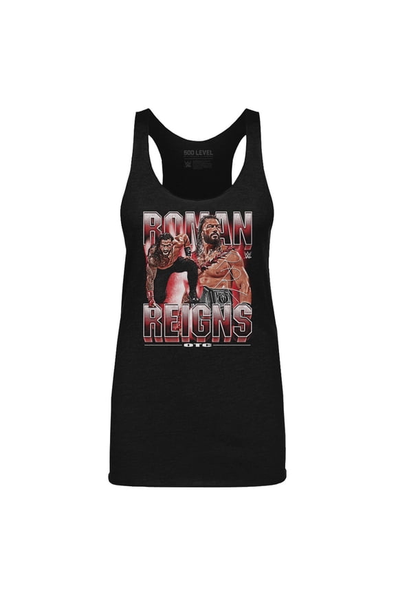 Women's-500 Level Heather Black Roman Reigns Vintage Tri-Blend Tank Top