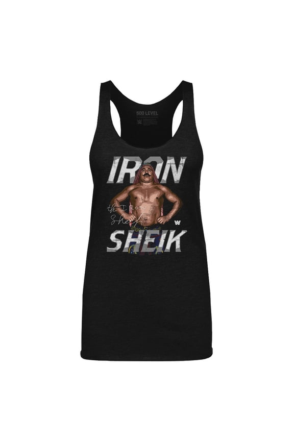 Women's 500 Level Heather Black The Iron Sheik Pose Tri-Blend Tank Top