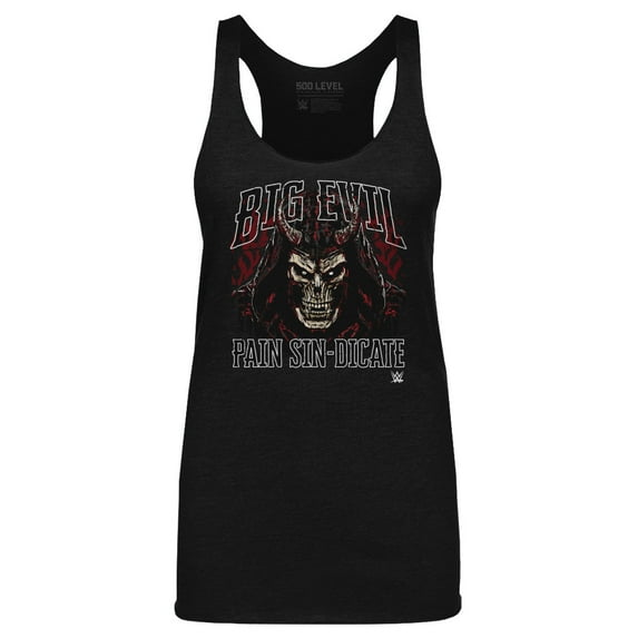 Women's 500 Level Heather Black The Undertaker Big Evil Pain Sin-Dicate Tri-Blend Tank Top