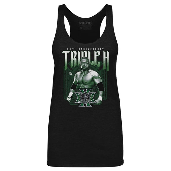 Women's 500 Level Heather Black Triple H 30th Anniversary Tri-Blend Tank Top