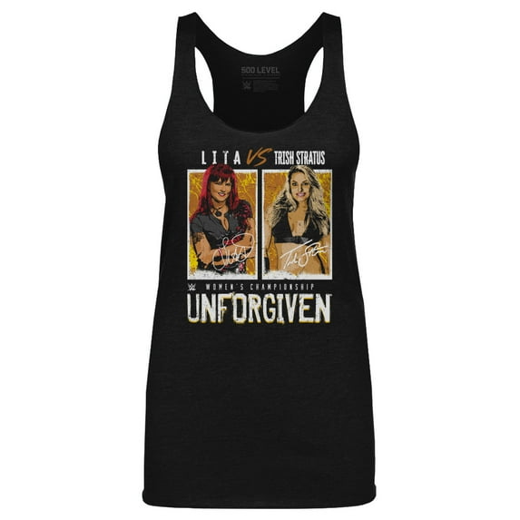 Women's-500 Level Heather Black Trish Stratus Unforgiven Tri-Blend Tank Top