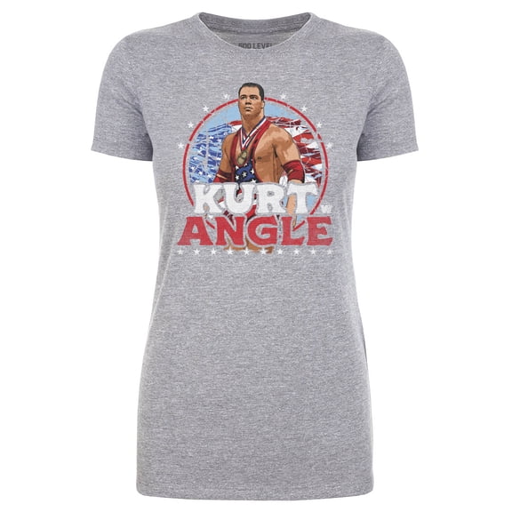 Women's 500 Level Heather Gray Kurt Angle Stars and Stripes T-Shirt