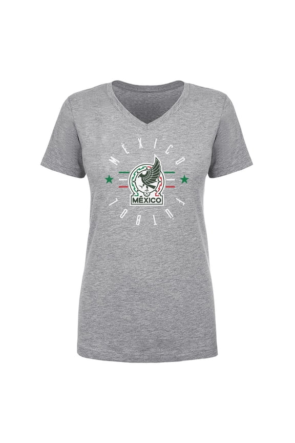 Women's 500 Level Heather Gray Mexico National Team Futbol V-Neck T-Shirt