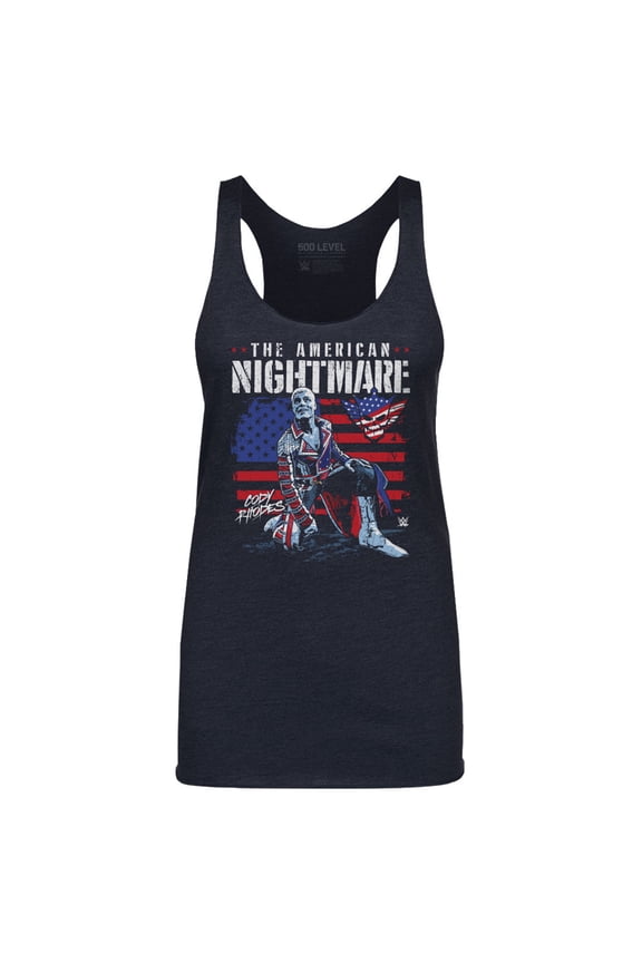 Women's 500 Level Heather Navy Cody Rhodes American Flag Tri-Blend Tank Top