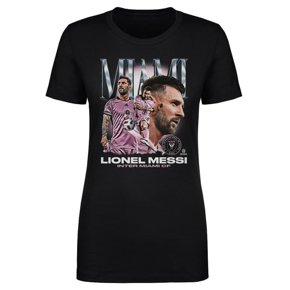 Women's 500 Level Lionel Messi Black Inter Miami CF Vintage T-Shirt