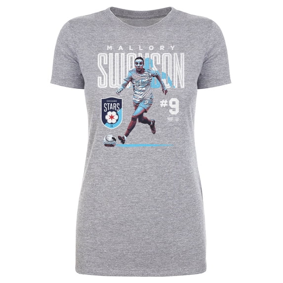 Women's 500 Level Mallory Swanson Heather Gray Chicago Stars FC Player Bitmap Graphic T-Shirt