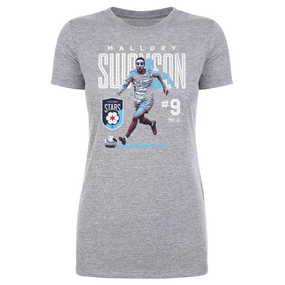 Women's 500 Level Mallory Swanson Heather Gray Chicago Stars FC Player Bitmap Graphic T-Shirt
