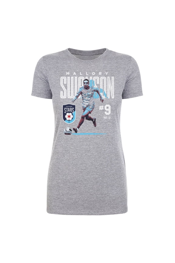 Women's 500 Level Mallory Swanson Heather Gray Chicago Stars FC Player Bitmap Graphic T-Shirt