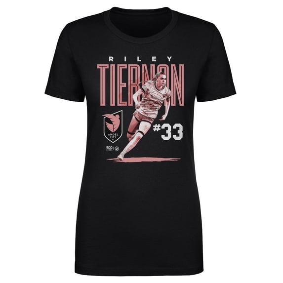 Women's 500 Level Riley Tiernan Black Angel City FC Player Bitmap Graphic T-Shirt