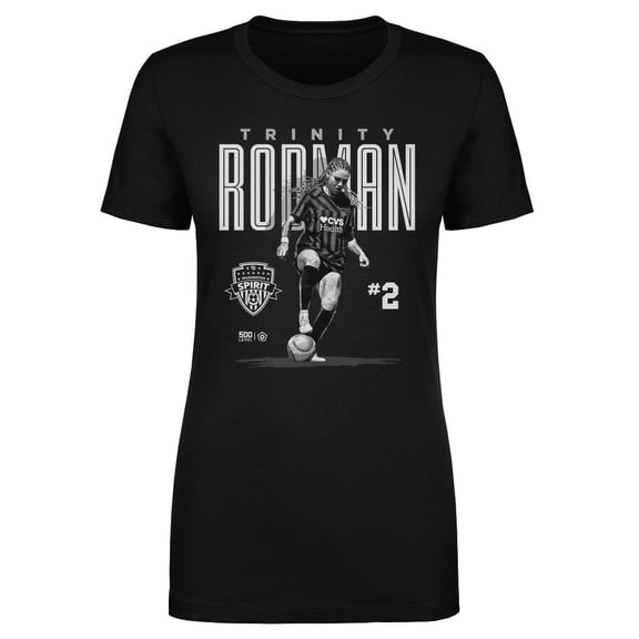 Women's 500 Level Trinity Rodman Black Washington Spirit Player Bitmap Graphic T-Shirt