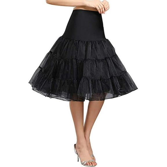 Women's 50s Black Petticoat Skirts Tutu Skirt Crinoline Underskirt Half Slips