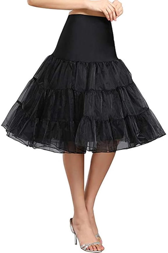 Women's 50s Black Petticoat Skirts Tutu Skirt Crinoline Underskirt&nbsp;Half Slips