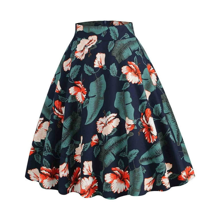 Floral midi skirt 50s best sale