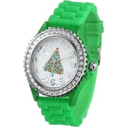 Womens 5573_xmasgreentree Holiday Boyfriend White Dial with Christmas Tree and Crystals Watch