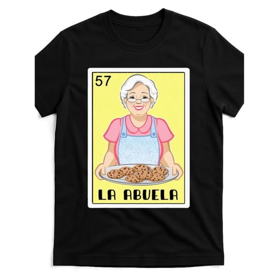Women's "57 La Abuela" Cookie Grandma Graphic Comfortable T-Shirt Casual Cotton Short Sleeve Round Neck Top Black S-5XL