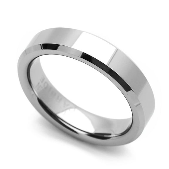 Women's 5MM Comfort Fit Tungsten Carbide Wedding Band Beveled Edges Classic Flat Ring (5 to 12)