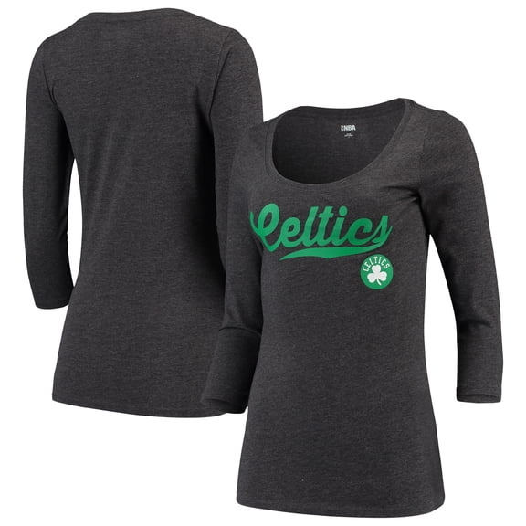 Women's 5th & Ocean by New Era Black Boston Celtics Jersey 3/4-Sleeve T-Shirt
