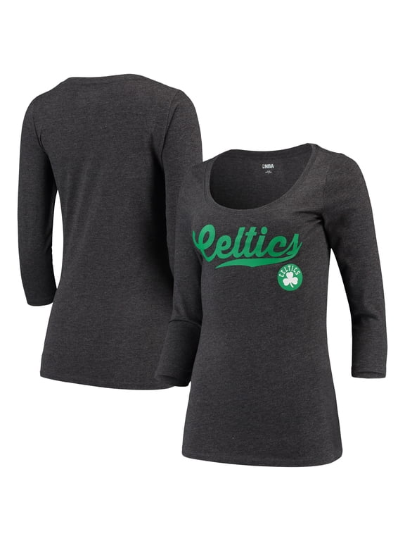Women's 5th & Ocean by New Era Black Boston Celtics Jersey 3/4-Sleeve T-Shirt